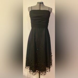 Gorgeous Little Black Dress with Cascading Black Dot Sequins.  Size 14.